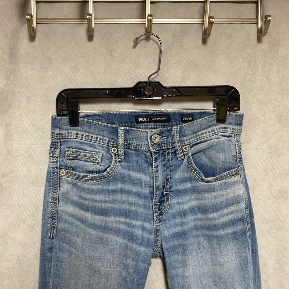 BKE Jeans Men 29x30 Blue Stone Wash Denim Jake Straight Buckle Western Casual